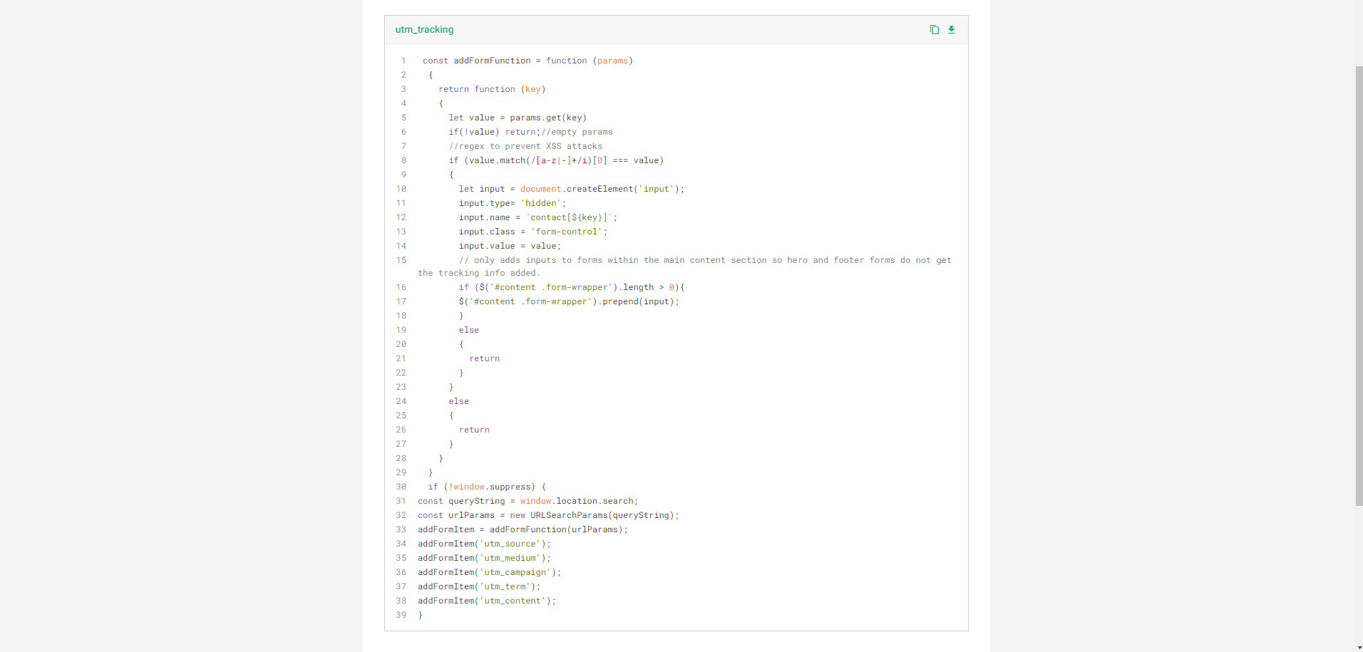 Code for UTM Tracking